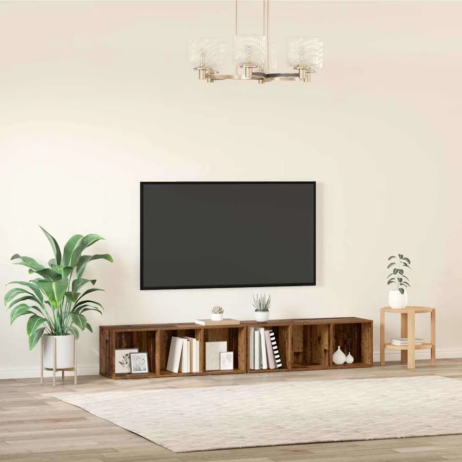 Ensemble meuble TV 2 pcs Bois Ancien 37 x 35 x 107cm - 4