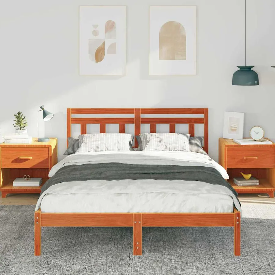 Cadre de lit Marron 120 x 190 cm Pin massif - 3