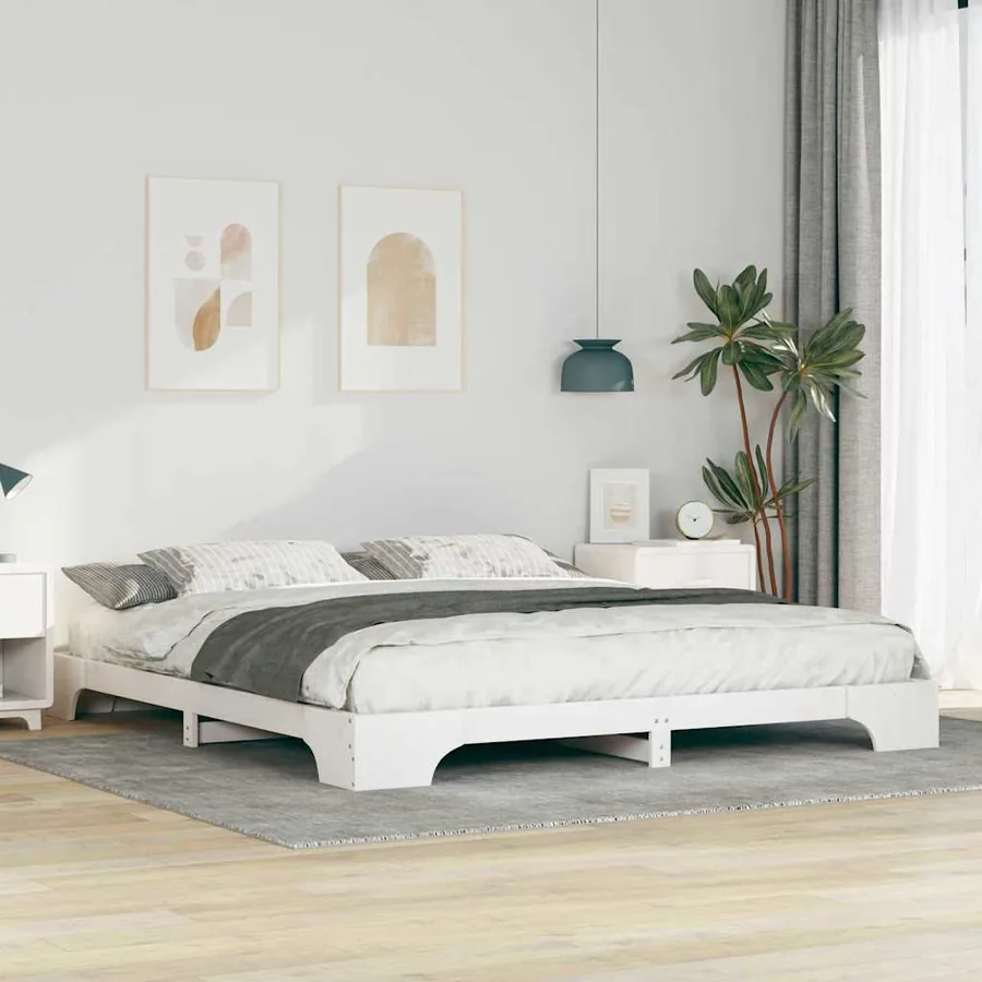 Cadre de lit Blanc 180 x 210 cm Pin massif