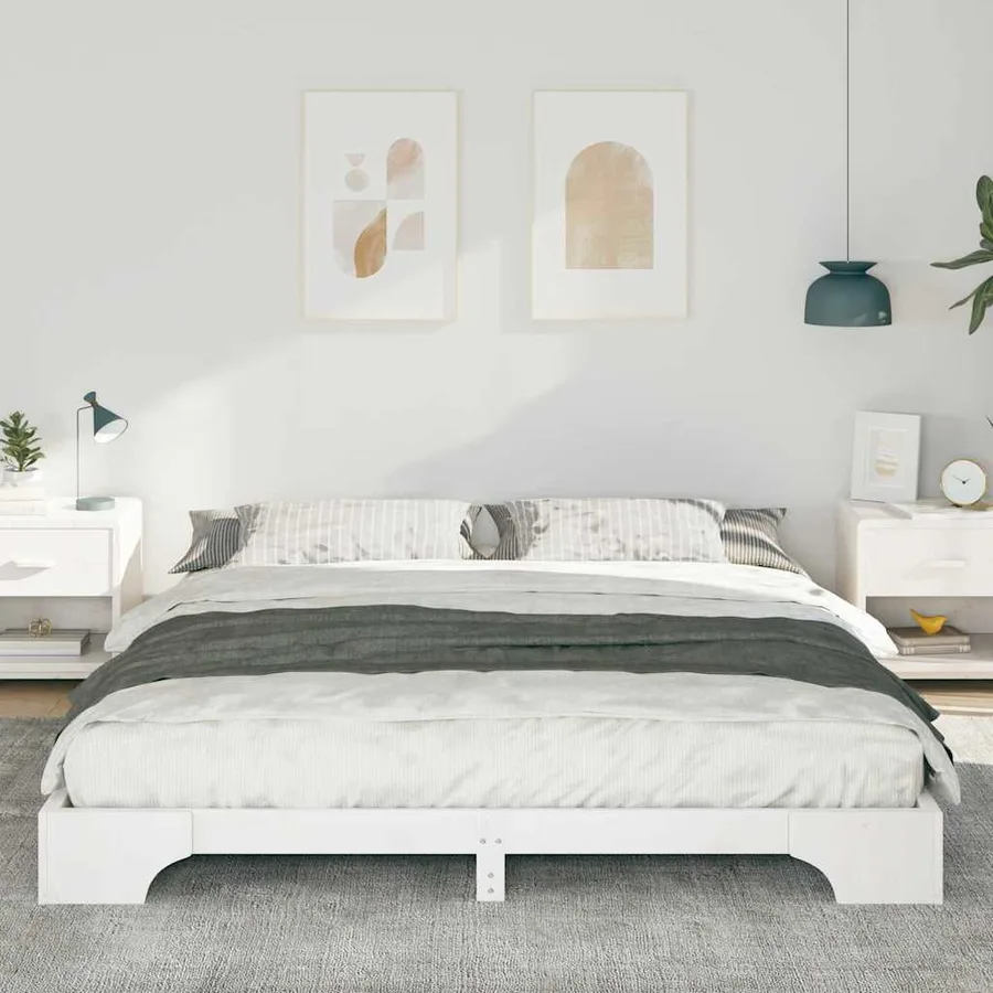 Cadre de lit Blanc 180 x 210 cm Pin massif - 3