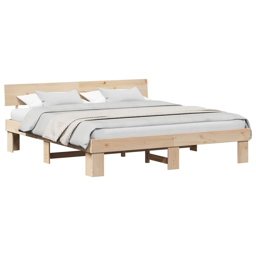 Cadre de lit avec tête de lit Marron 200 x 200 cm Pin massif - 2