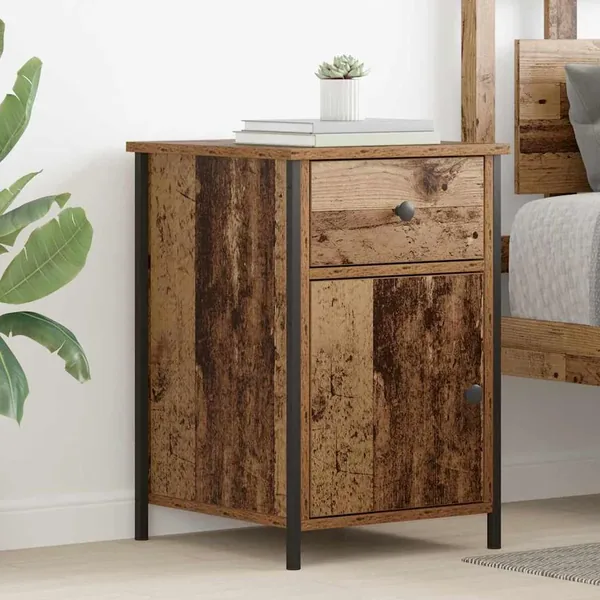 Cabinet de chevet avec tiroir 2 pcs Bois ancien 40 x 42 x 60 cm