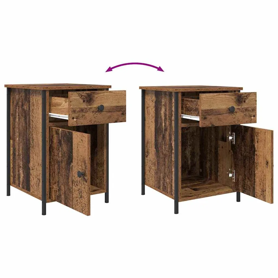 Cabinet de chevet avec tiroir 2 pcs Bois ancien 40 x 42 x 60 cm - 12