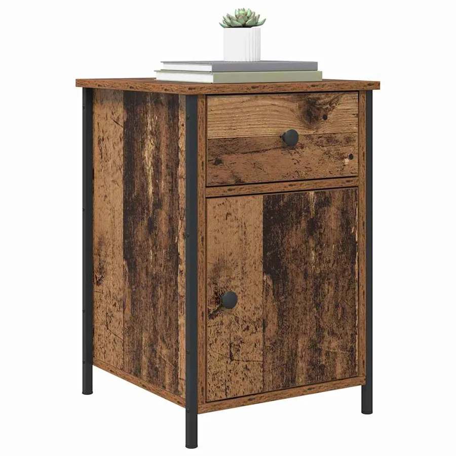 Cabinet de chevet avec tiroir 2 pcs Bois ancien 40 x 42 x 60 cm - 3