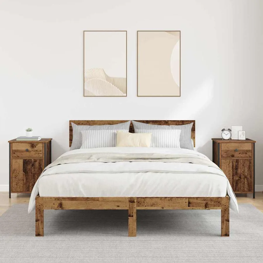 Cabinet de chevet avec tiroir 2 pcs Bois ancien 40 x 42 x 60 cm - 4