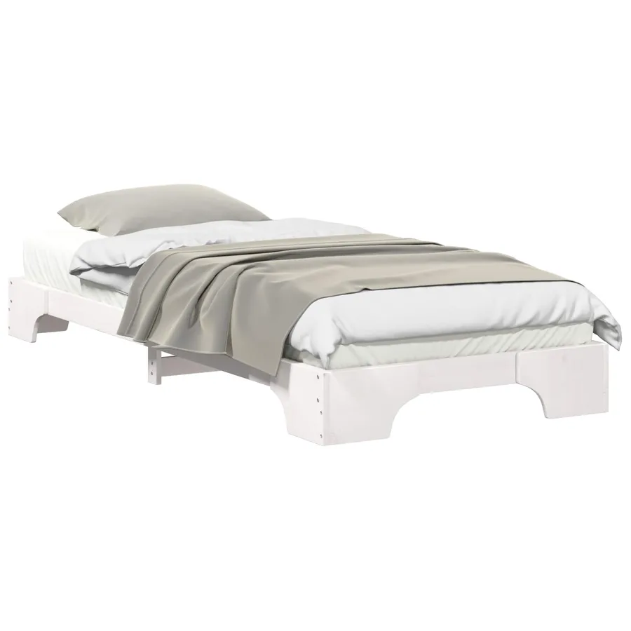 Cadre de lit Blanc 80 x 220 cm Pin massif - 2