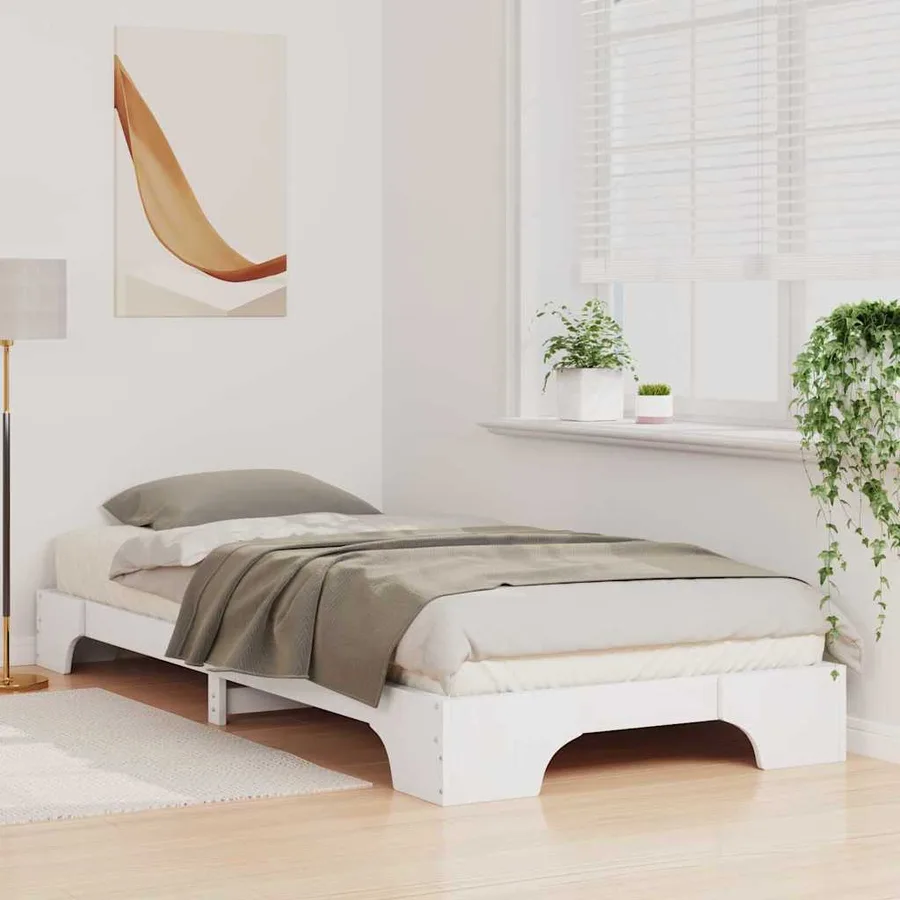 Cadre de lit Blanc 80 x 220 cm Pin massif - 3