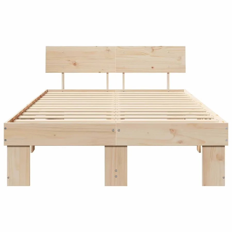Cadre de lit avec tête de lit Naturel 120 x 190 cm Pin massif - 5
