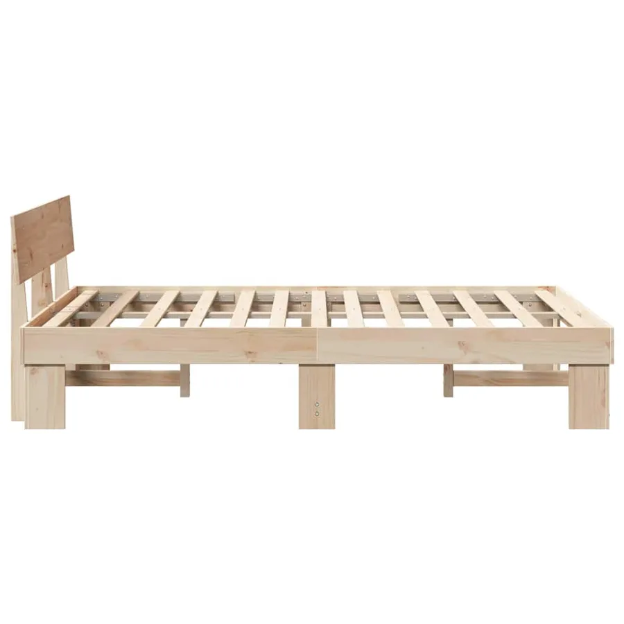 Cadre de lit avec tête de lit Naturel 120 x 190 cm Pin massif - 6