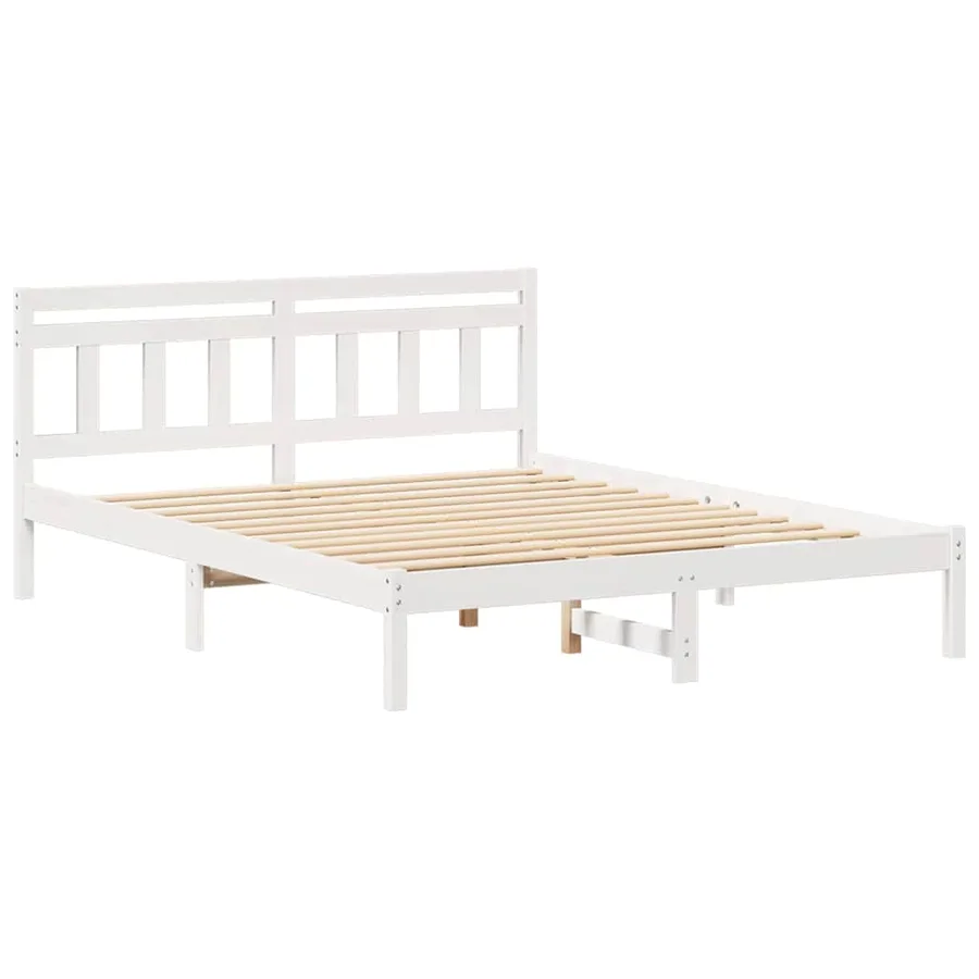 Cadre de lit Blanc 160 x 200 cm Pin massif - 4