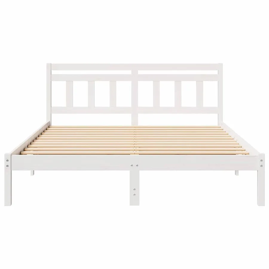 Cadre de lit Blanc 160 x 200 cm Pin massif - 5