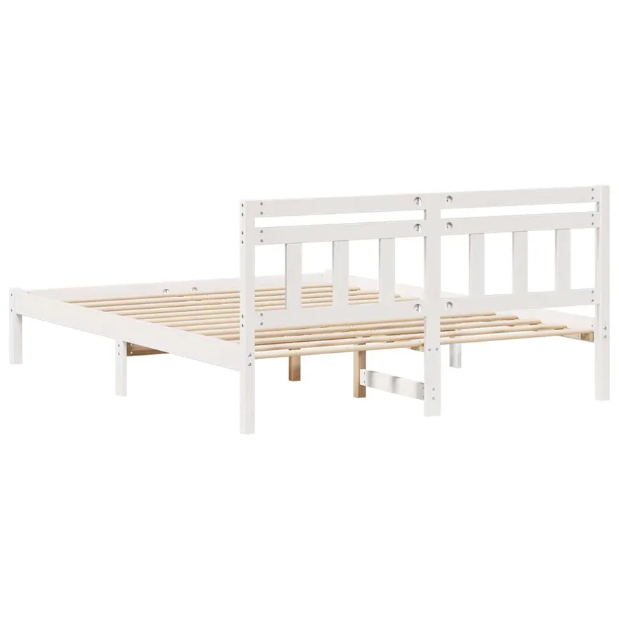 Cadre de lit Blanc 160 x 200 cm Pin massif - 7