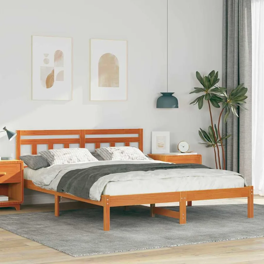 Cadre de lit Marron 150 x 200 cm Pin massif