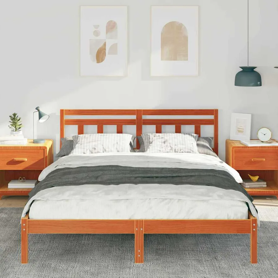 Cadre de lit Marron 150 x 200 cm Pin massif - 3