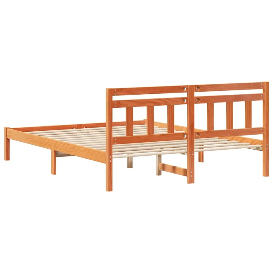 Cadre de lit Marron 150 x 200 cm Pin massif - 7
