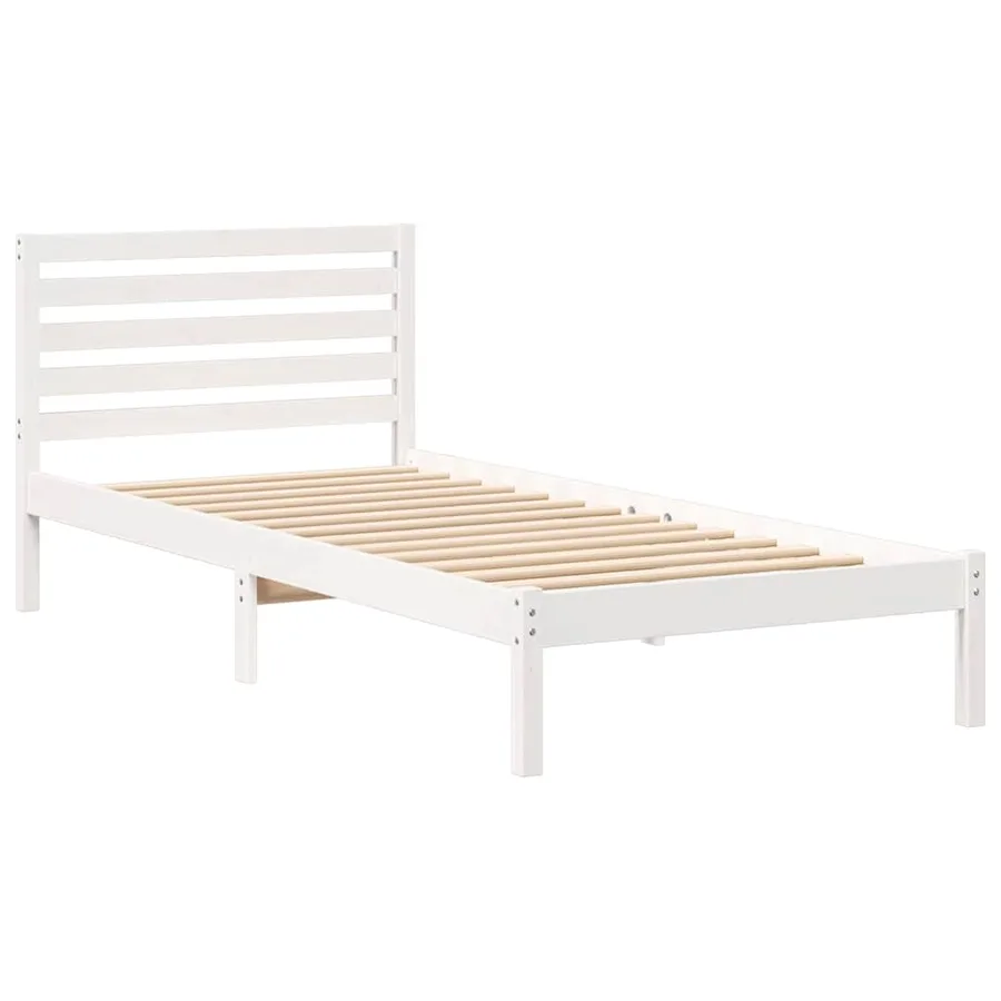 Cadre de lit avec tête de lit Blanc 100 x 220 cm Pin massif - 4