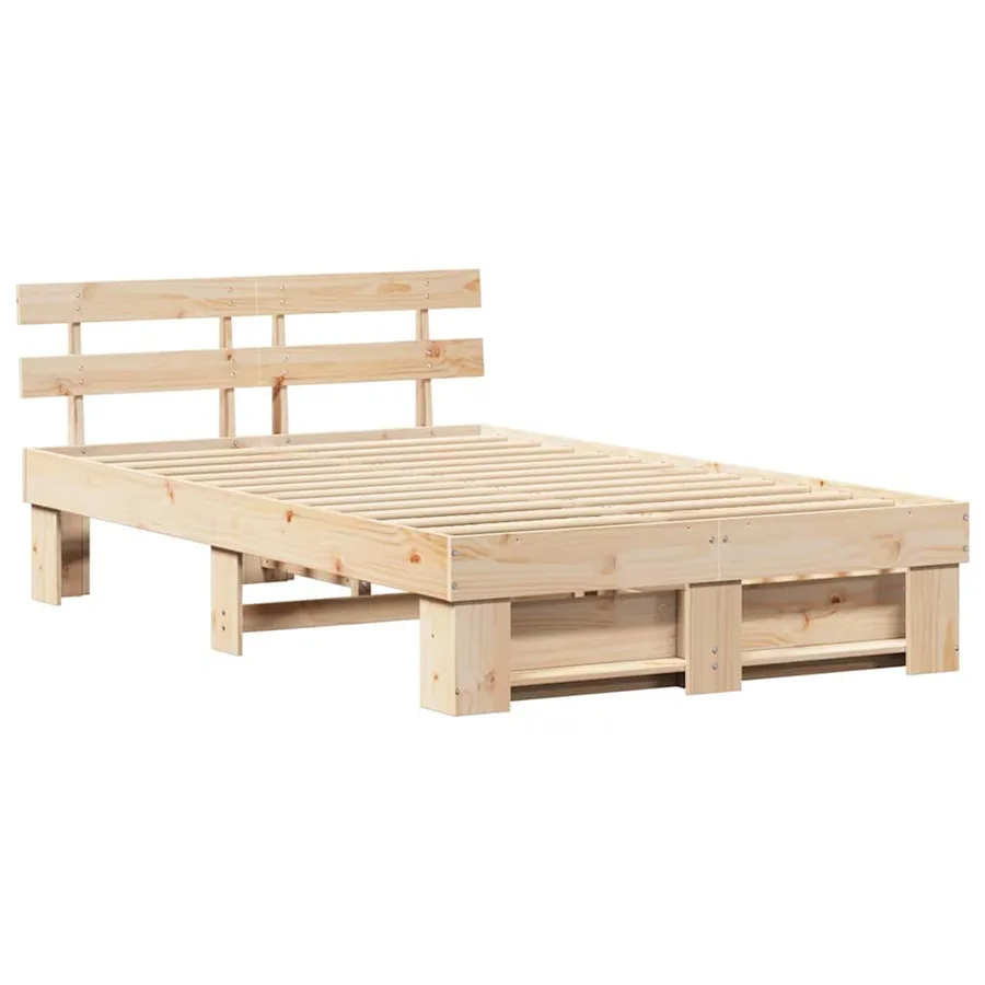 Cadre de lit avec tête de lit Marron 140 x 190 cm Pin massif - 7