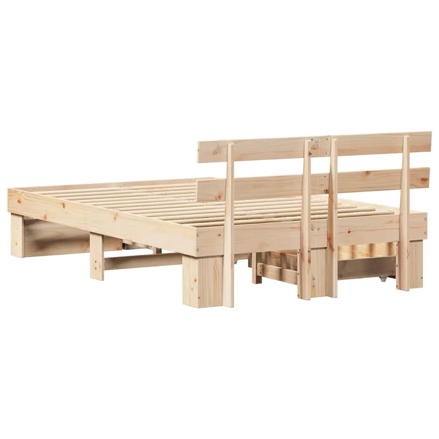 Cadre de lit avec tête de lit Marron 140 x 190 cm Pin massif - 8
