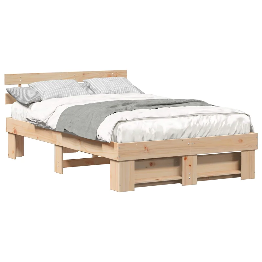 Cadre de lit avec tête de lit Marron 140 x 190 cm Pin massif - 2