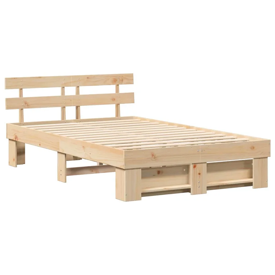 Cadre de lit avec tête de lit Marron 140 x 190 cm Pin massif - 4