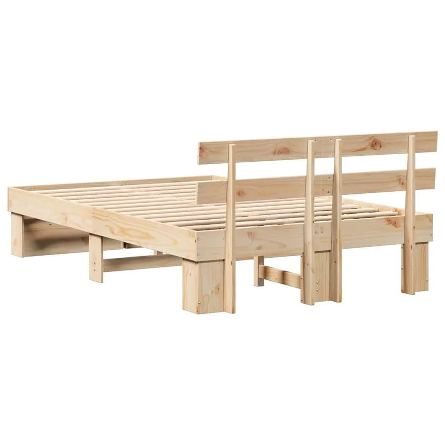 Cadre de lit avec tête de lit Marron 140 x 190 cm Pin massif - 7
