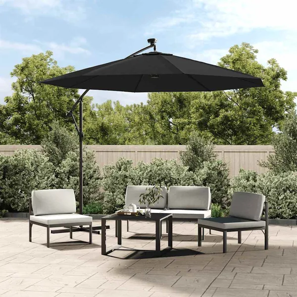 Tissu de remplacement pour parasol déporté noir 300 cm