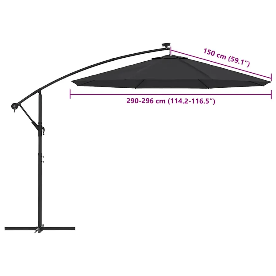 Tissu de remplacement pour parasol déporté noir 300 cm - 8