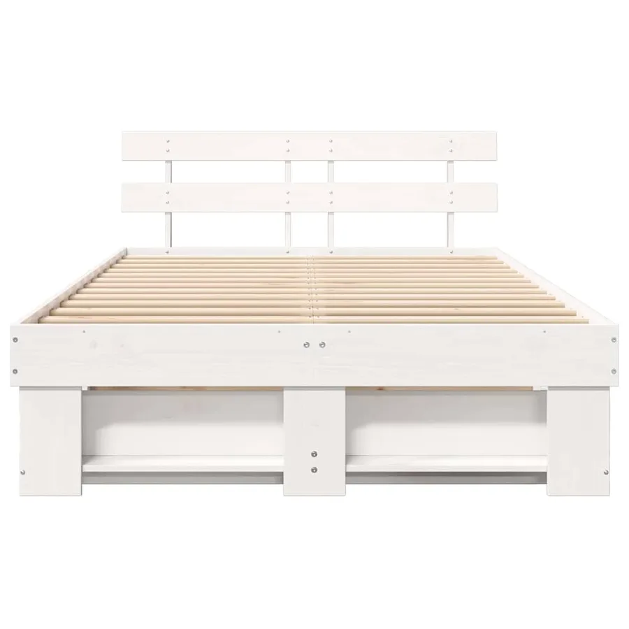 Cadre de lit avec tête de lit Blanc 120 x 190 cm Pin massif - 5