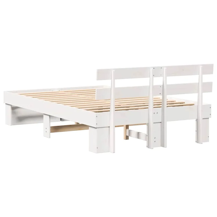 Cadre de lit avec tête de lit Blanc 120 x 190 cm Pin massif - 7