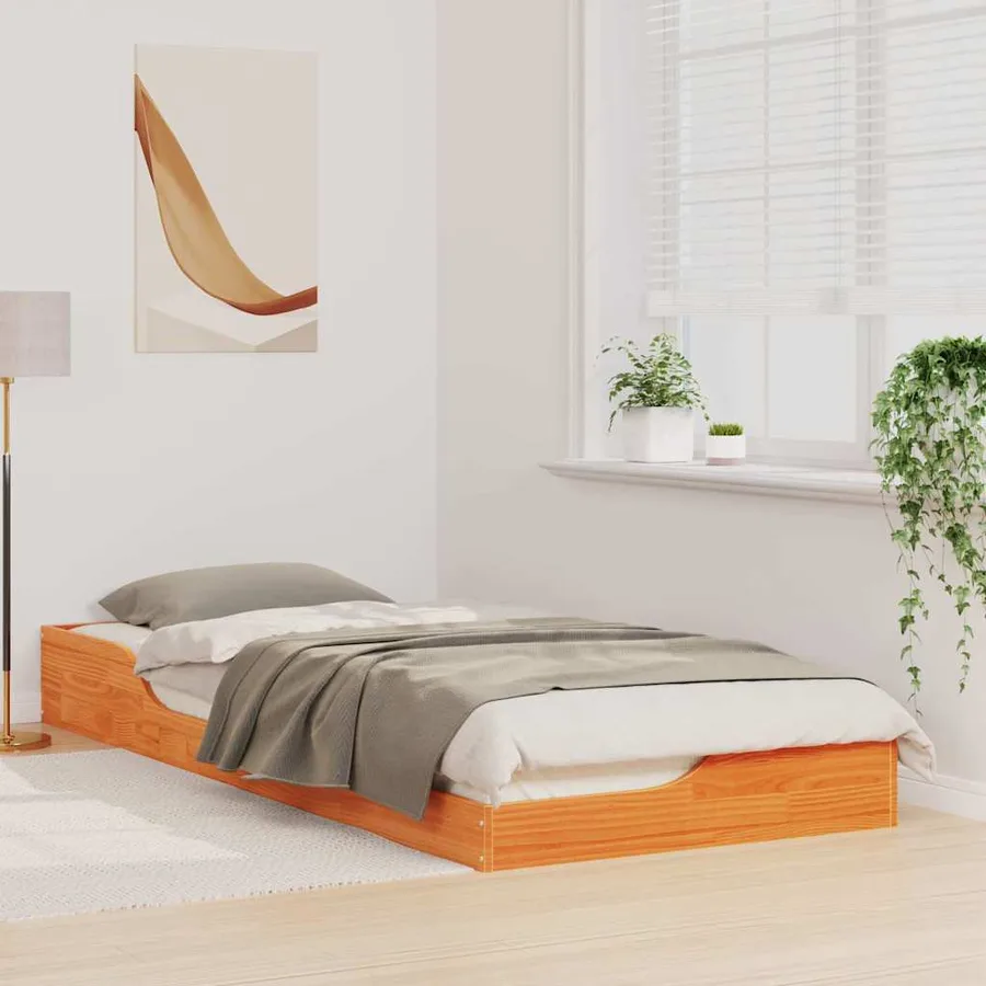Cadre de lit Brun cire 80 x 220 cm Pin massif - 3