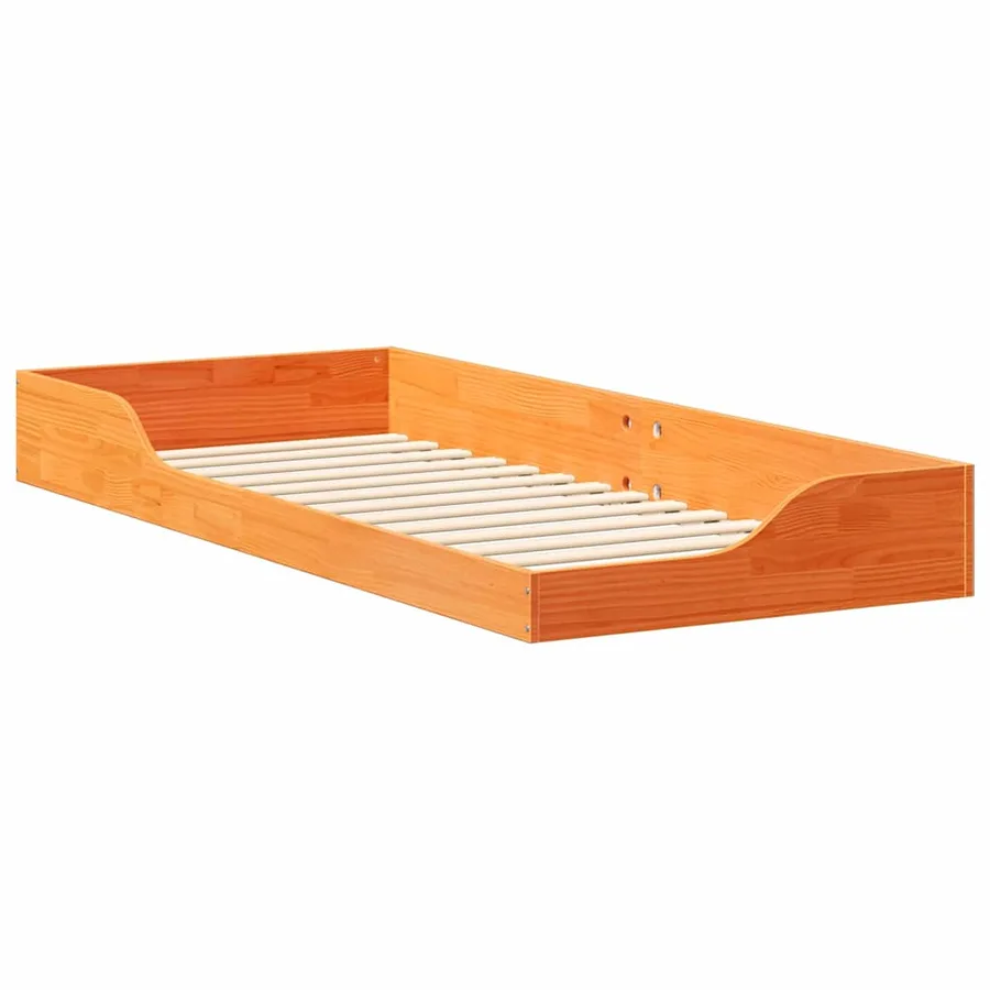 Cadre de lit Brun cire 80 x 220 cm Pin massif - 4