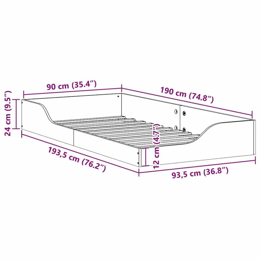 Cadre de lit Blanc 90 x 190 cm Pin massif - 10