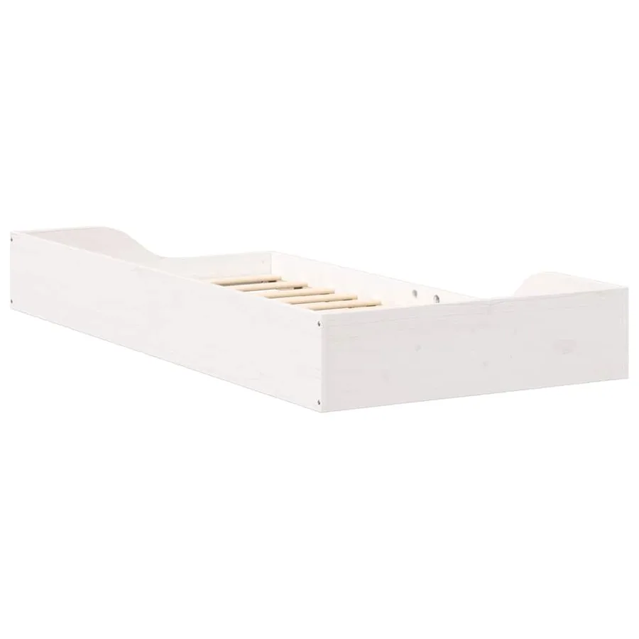 Cadre de lit Blanc 90 x 190 cm Pin massif - 7