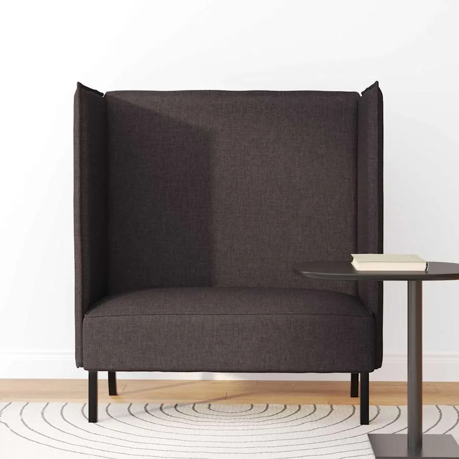 Canapé à Haut Dossier 101cm Marron foncé tissu - 3