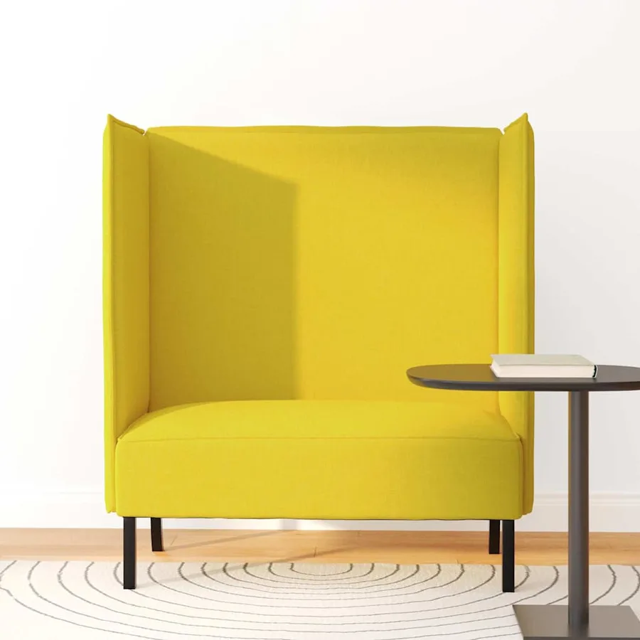 Canapé à Haut Dossier 101cm Jaune clair tissu - 3