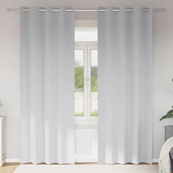 Rideaux occultants avec anneaux 2 pcs Gris pâle 225 x 140 cm