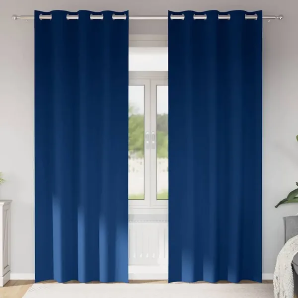 Rideaux occultants avec anneaux 2 pcs Bleu foncé 260 x 140 cm