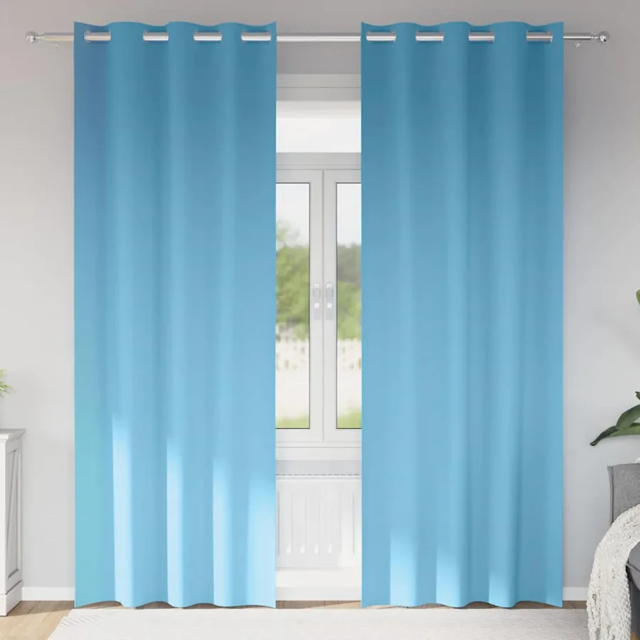 Rideaux occultants avec anneaux 2 pcs Bleu clair 225 x 140 cm