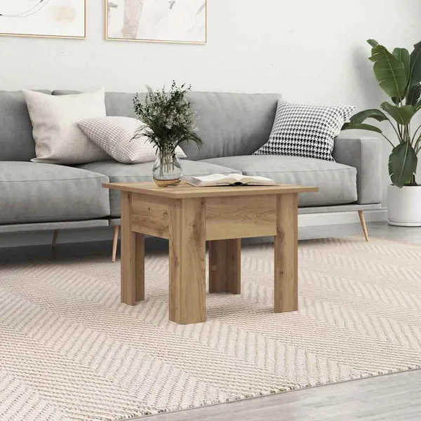 Table basse Chêne artisanal 55 x 55 x 42 cm Bois d'ingénierie