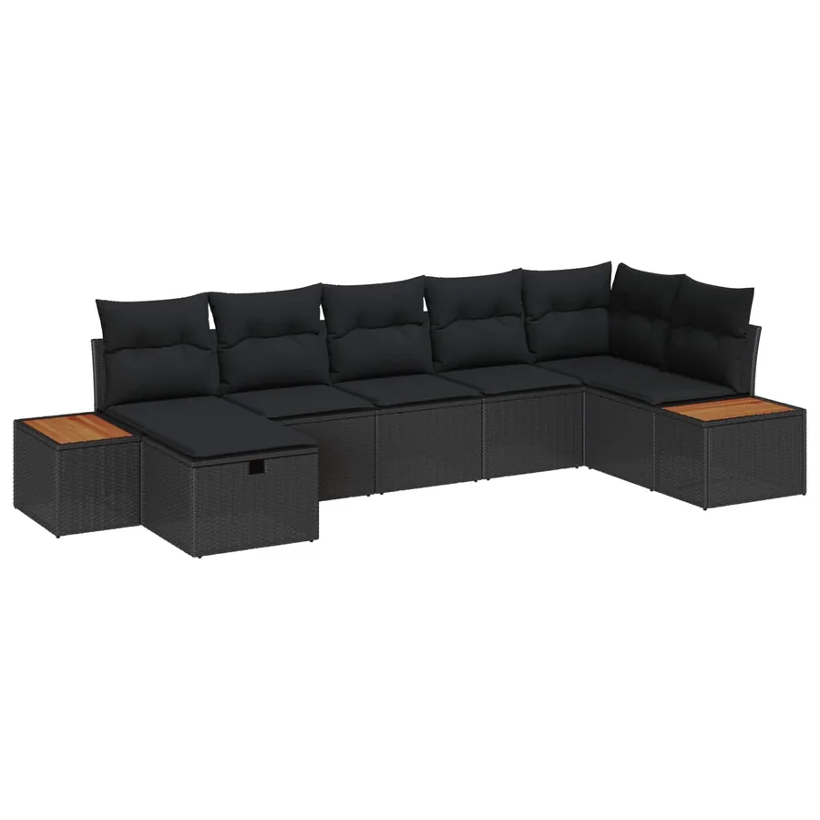 Ensemble de canapé de jardin avec coussin 8 pcs Noir polyrotin