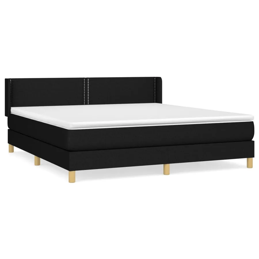 Sommier à lattes de lit avec matelas Noir 160x200 cm Tissu - 2