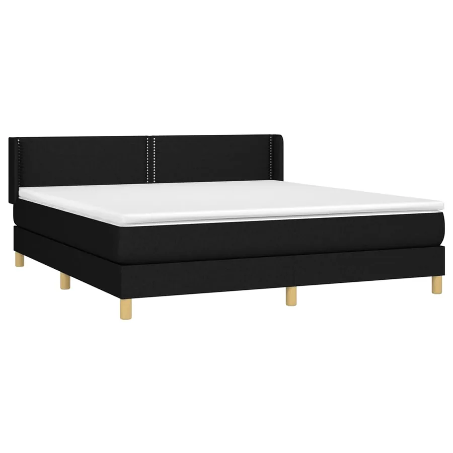 Sommier à lattes de lit avec matelas Noir 160x200 cm Tissu - 3
