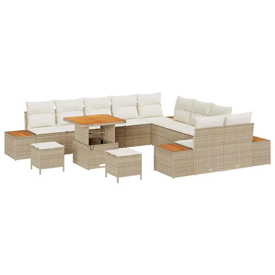 Ensemble de canapé de jardin 13 pcs Beige Poly rotin - 2