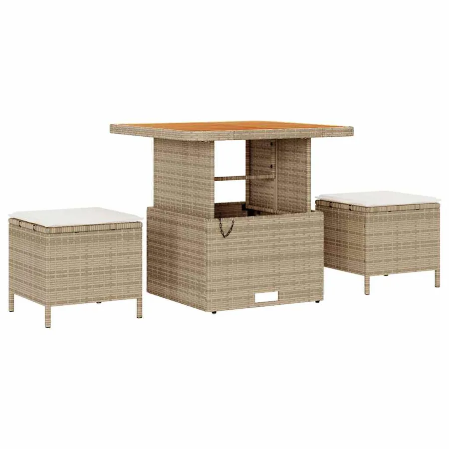 Ensemble de canapé de jardin 13 pcs Beige Poly rotin - 4