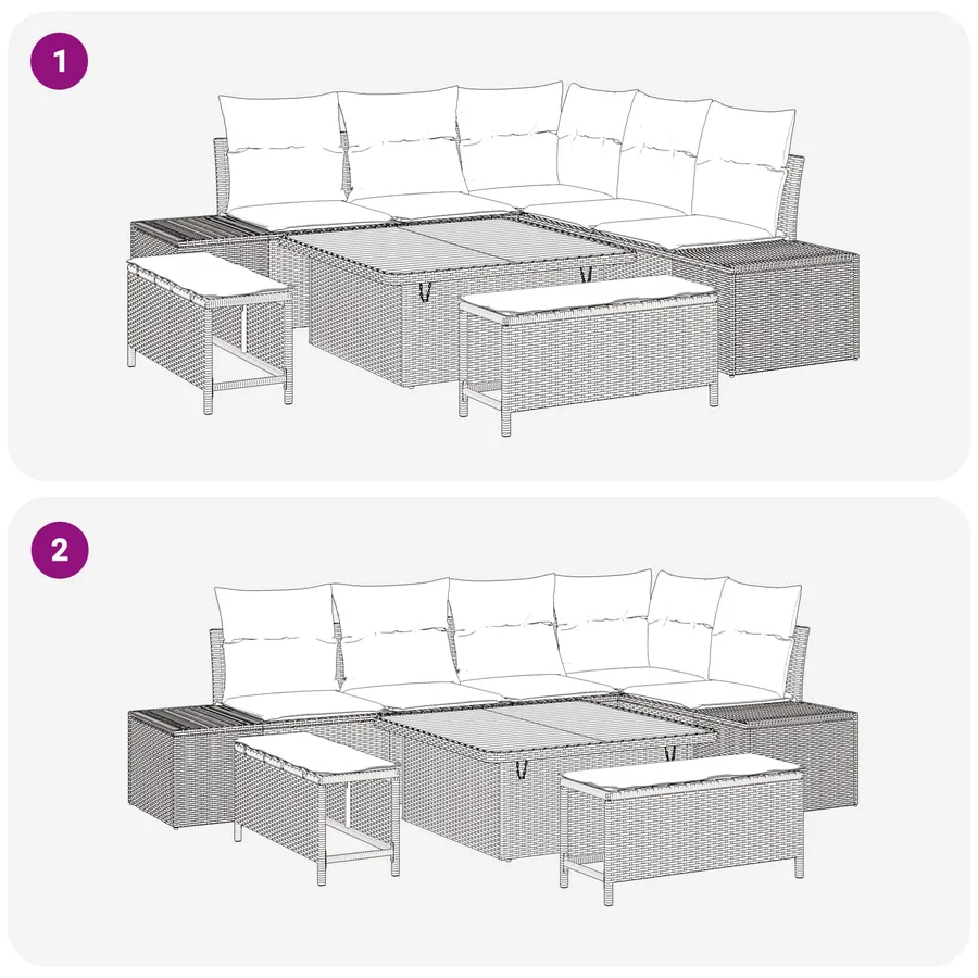 Ensemble de canapé de jardin avec coussin 8 pcs Noir - 10