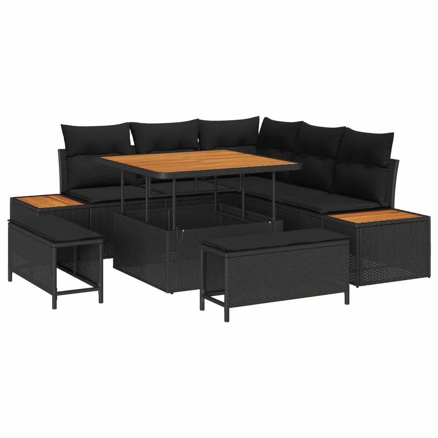 Ensemble de canapé de jardin avec coussin 8 pcs Noir - 2