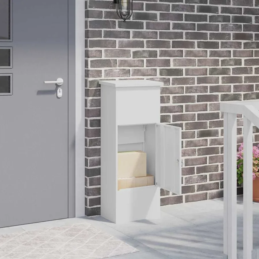 Boîte de dépôt de colis Blanc 44,5 x 29 x 110,5 cm Acier