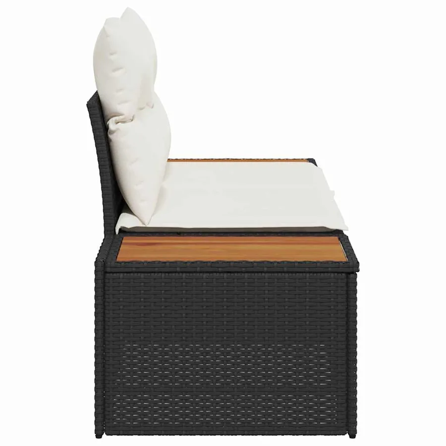 Canapé de jardin Noir 184 x 62 x 85cm polyrotin - 5