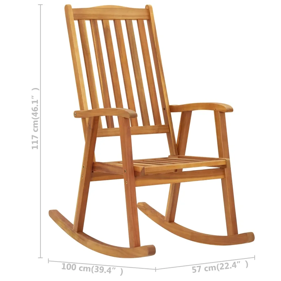 Chaise à bascule avec coussins Gris Bois d'acacia massif - 10