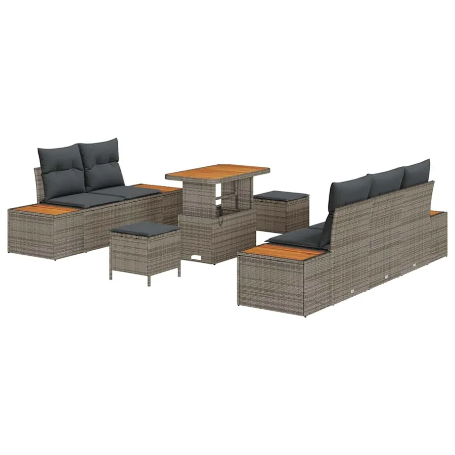 Ensemble de canapé de jardin 8 pcs Gris clair et gris foncé - 2